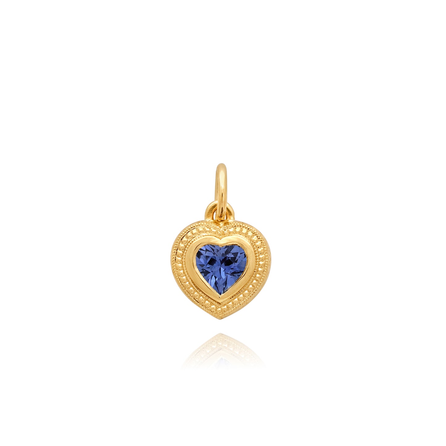 HEART SAPPHIRE BEZEL PENDANT - ENGRAVED .80CT