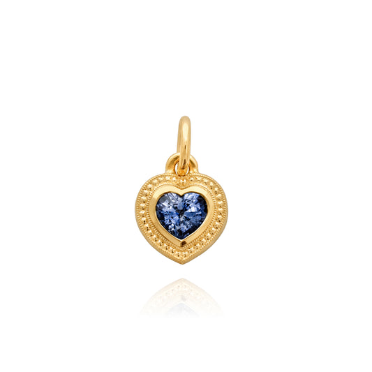 HEART SAPPHIRE BEZEL PENDANT - ENGRAVED