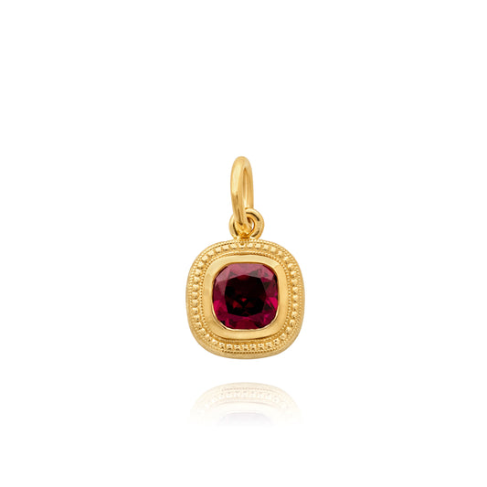 CUSHION RHODOLITE BEZEL PENDANT - ENGRAVED